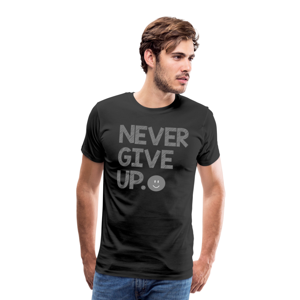 Herren Never Give Up T-Shirt Rundhals Unisex Sommer Streetwear - Schwarz