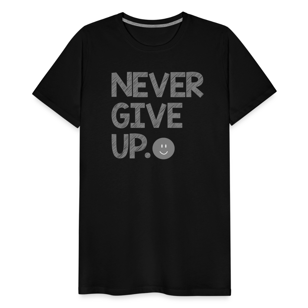 Herren Never Give Up T-Shirt Rundhals Unisex Sommer Streetwear - Schwarz