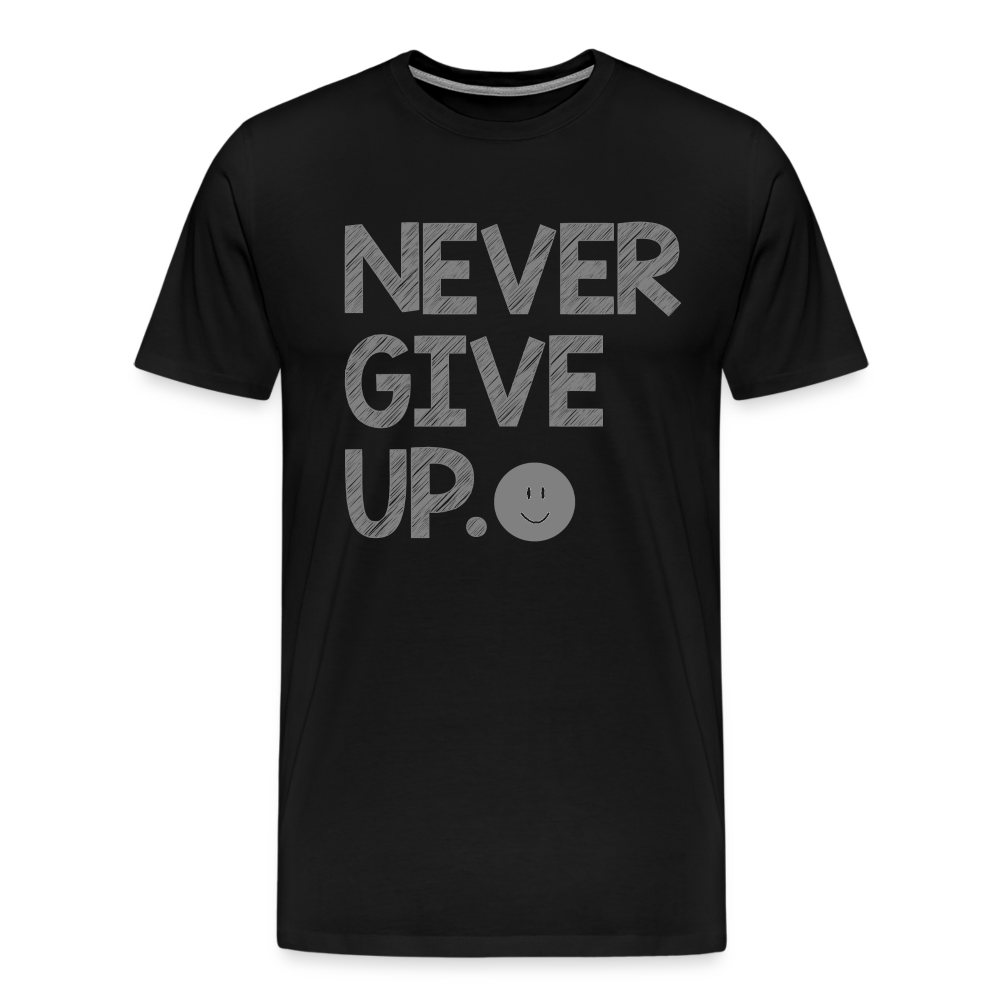 Herren Never Give Up T-Shirt Rundhals Unisex Sommer Streetwear - Schwarz