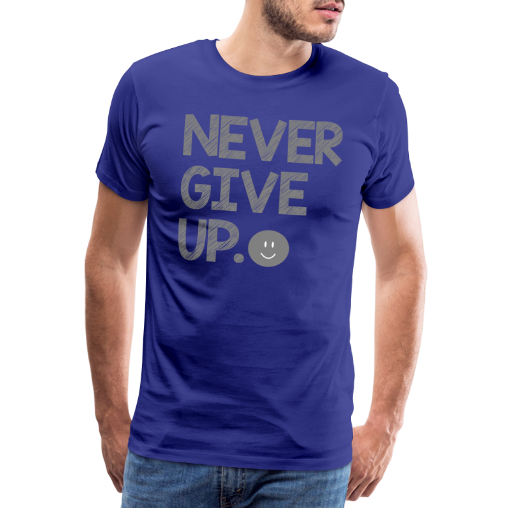 Herren Never Give Up T-Shirt Rundhals Unisex Sommer Streetwear - Königsblau