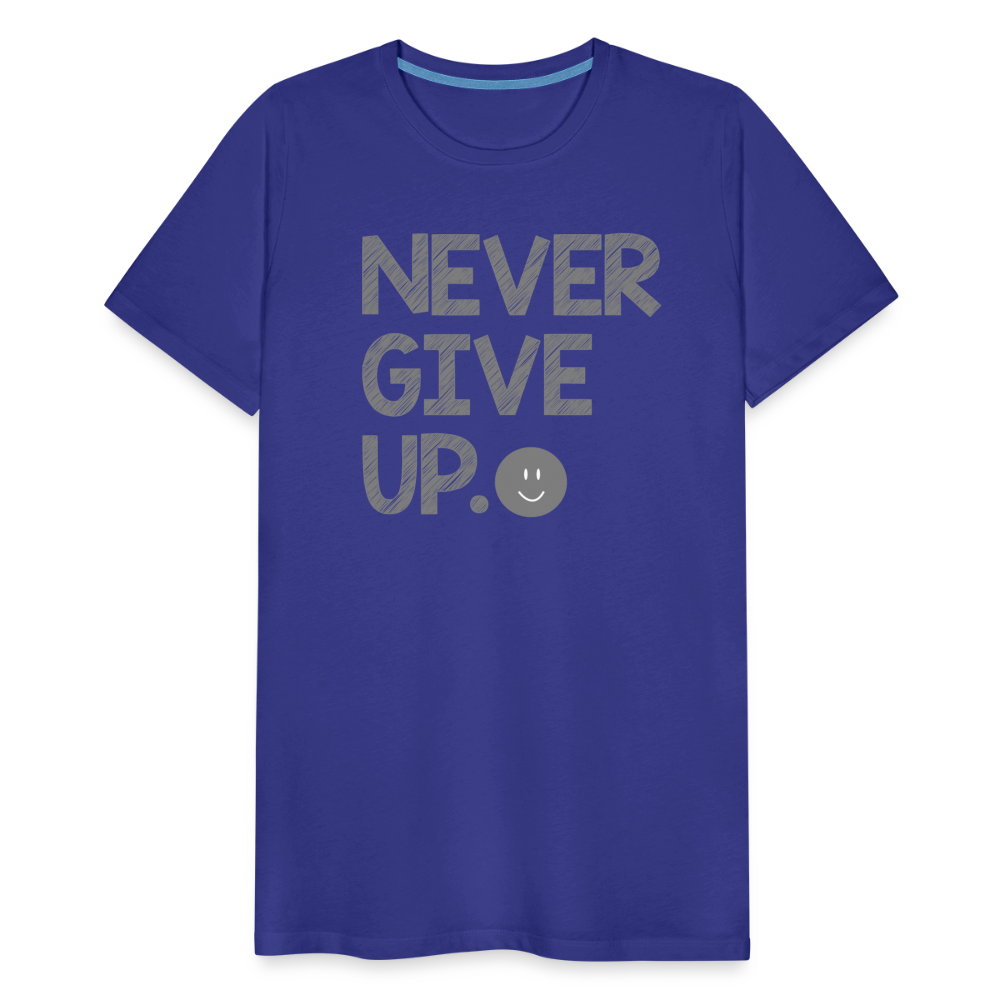 Herren Never Give Up T-Shirt Rundhals Unisex Sommer Streetwear - Königsblau