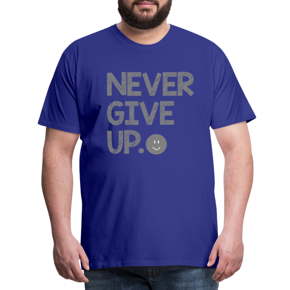 Herren Never Give Up T-Shirt Rundhals Unisex Sommer Streetwear - Königsblau