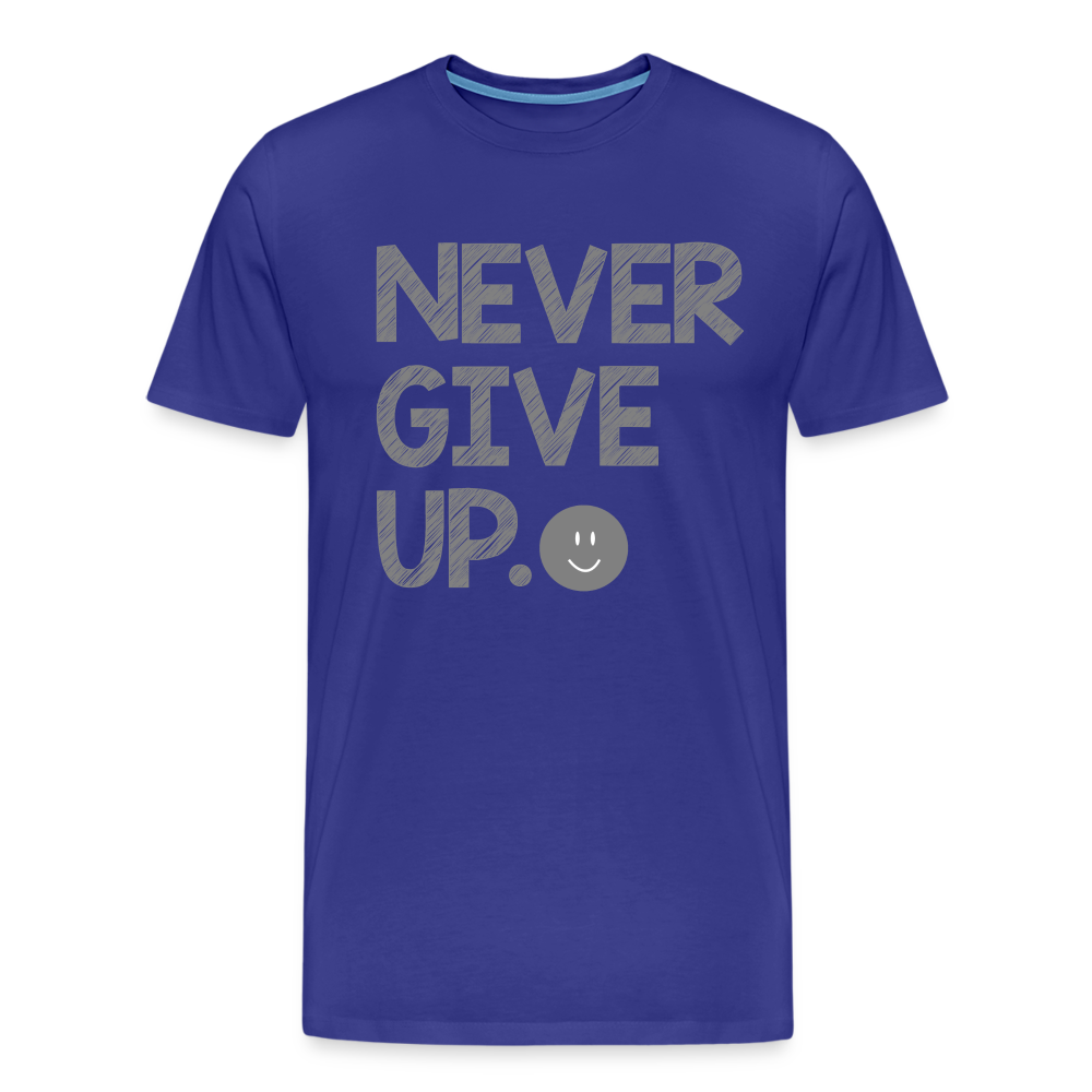 Herren Never Give Up T-Shirt Rundhals Unisex Sommer Streetwear - Königsblau