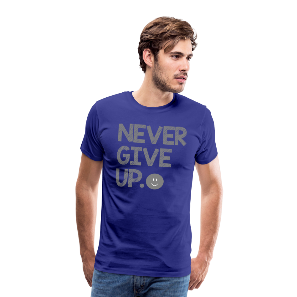 Herren Never Give Up T-Shirt Rundhals Unisex Sommer Streetwear - Königsblau