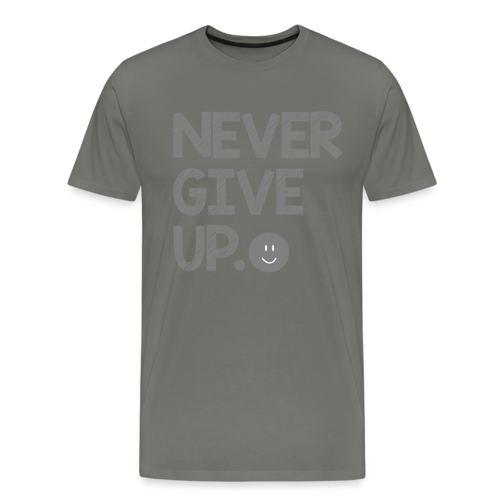 Herren Never Give Up T-Shirt Rundhals Unisex Sommer Streetwear - Asphalt