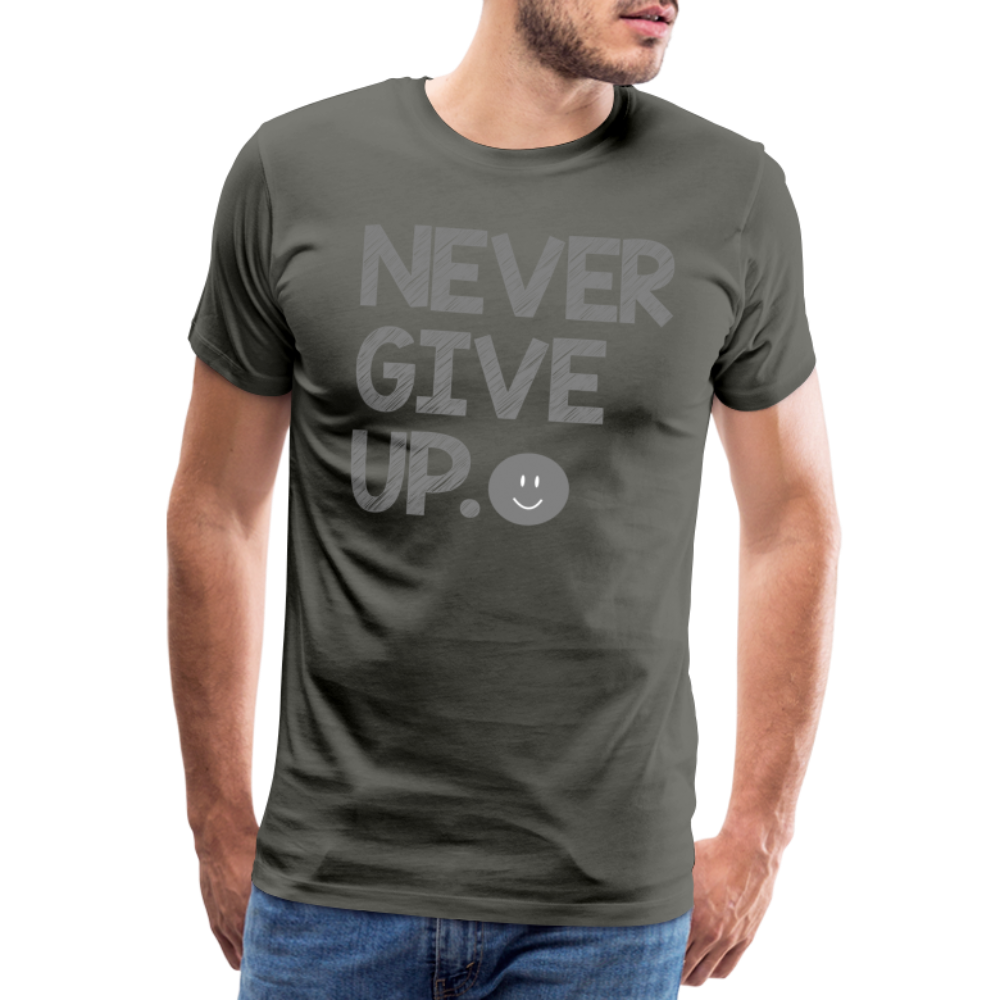 Herren Never Give Up T-Shirt Rundhals Unisex Sommer Streetwear - Asphalt