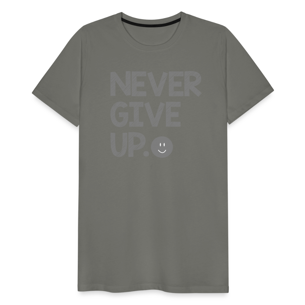 Herren Never Give Up T-Shirt Rundhals Unisex Sommer Streetwear - Asphalt