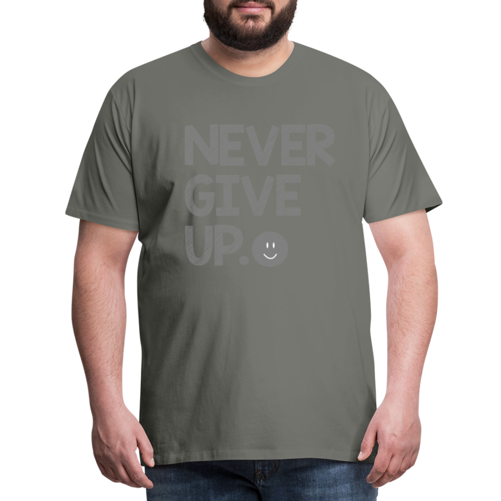 Herren Never Give Up T-Shirt Rundhals Unisex Sommer Streetwear - Asphalt