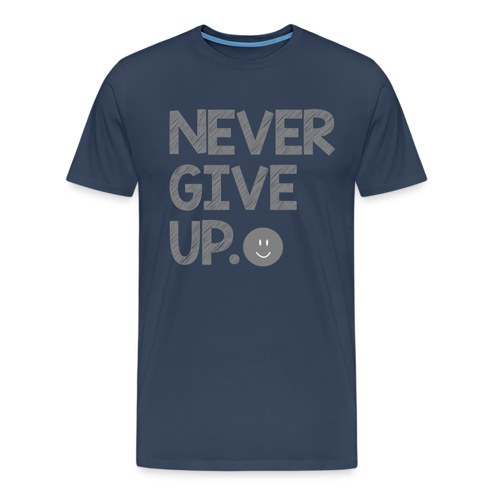 Herren Never Give Up T-Shirt Rundhals Unisex Sommer Streetwear - Navy
