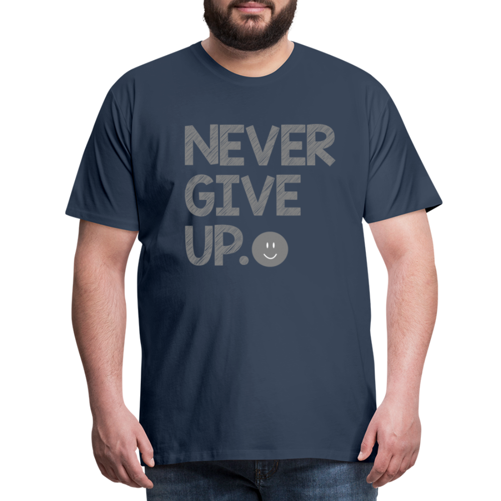 Herren Never Give Up T-Shirt Rundhals Unisex Sommer Streetwear - Navy