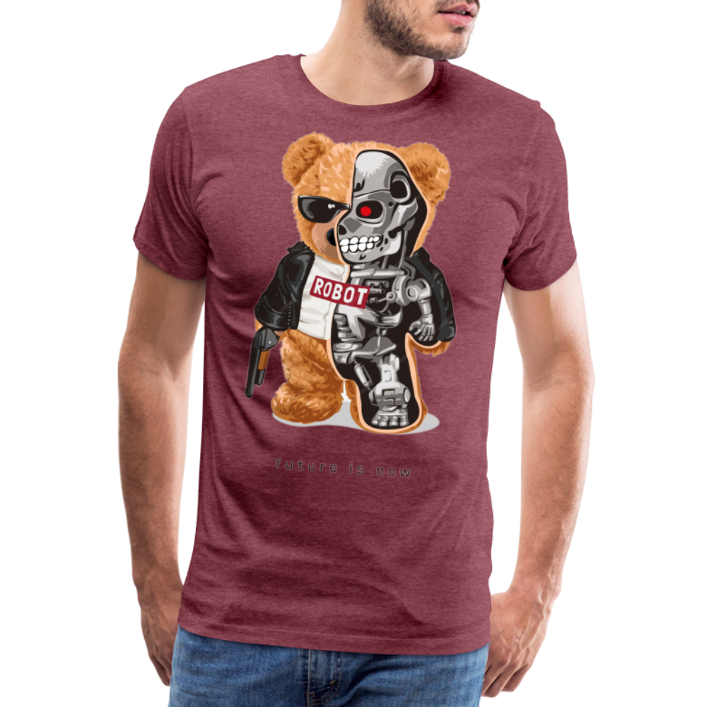 Männer Fashion 3D T-Shirt Rundhals Unisex Sommer Streetwear - Bordeauxrot meliert
