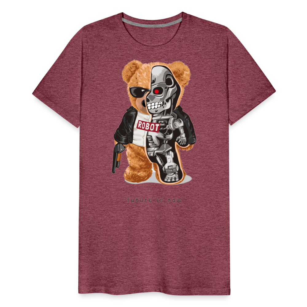 Männer Fashion 3D T-Shirt Rundhals Unisex Sommer Streetwear - Bordeauxrot meliert