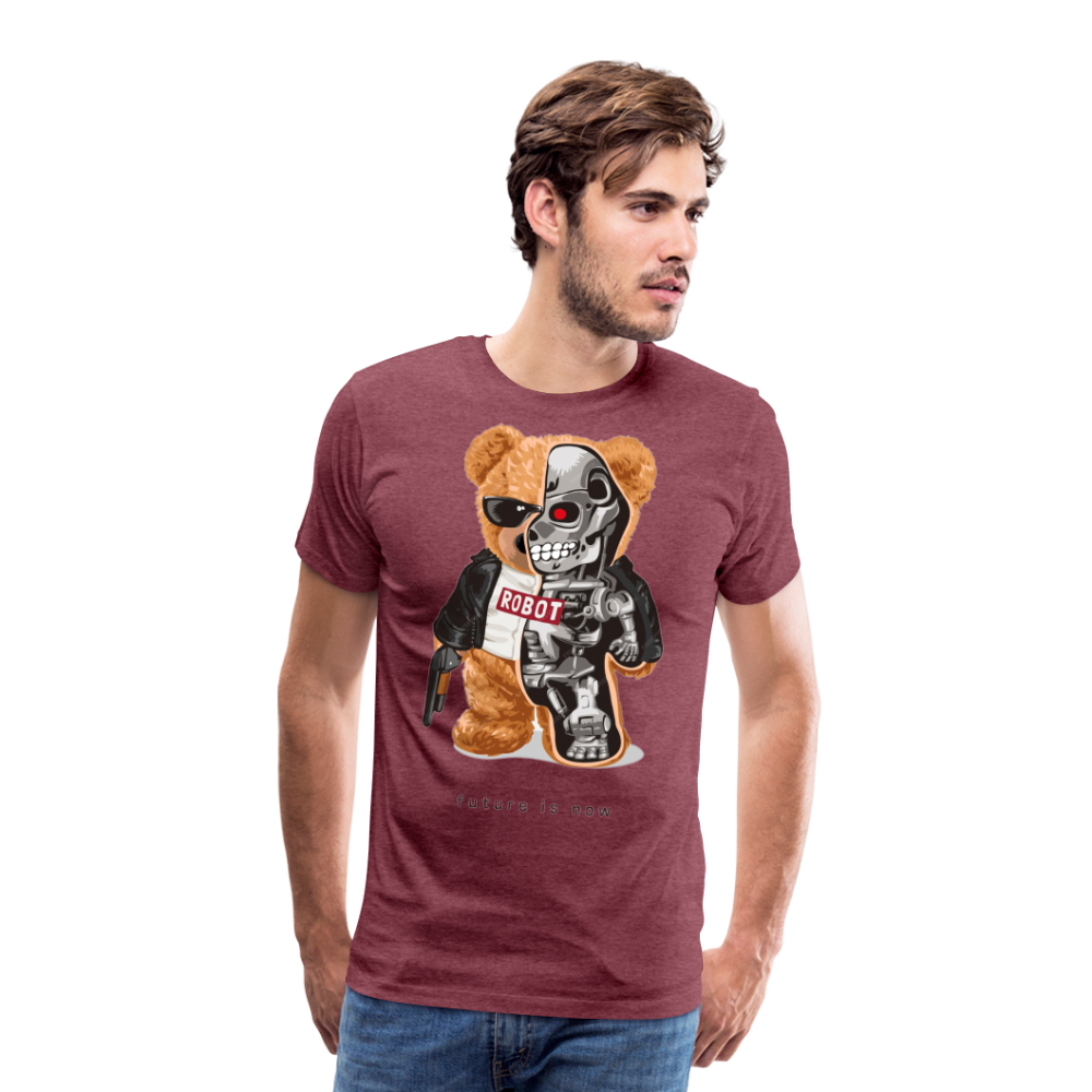 Männer Fashion 3D T-Shirt Rundhals Unisex Sommer Streetwear - Bordeauxrot meliert