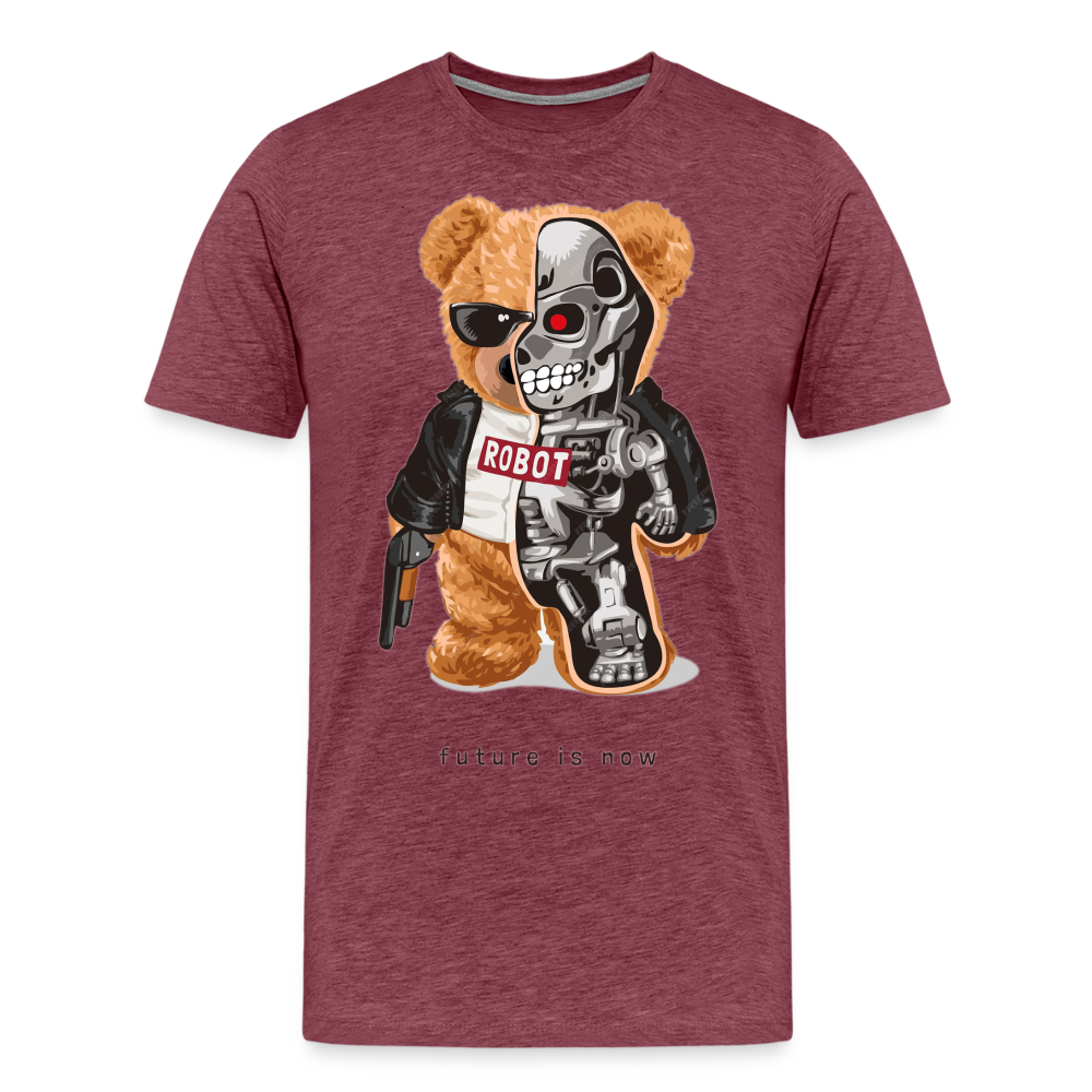 Männer Fashion 3D T-Shirt Rundhals Unisex Sommer Streetwear - Bordeauxrot meliert