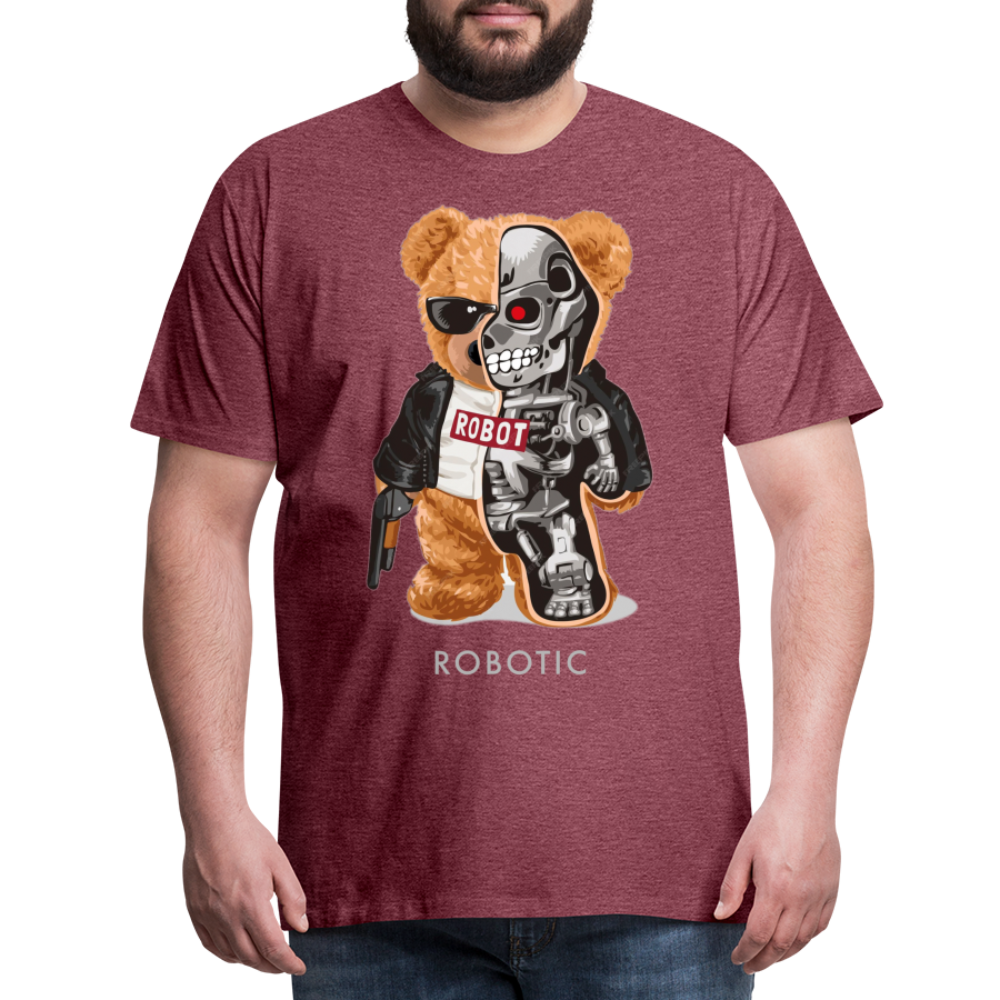 Männer Fashion 3D T-Shirt Rundhals Unisex Sommer Streetwear - Bordeauxrot meliert