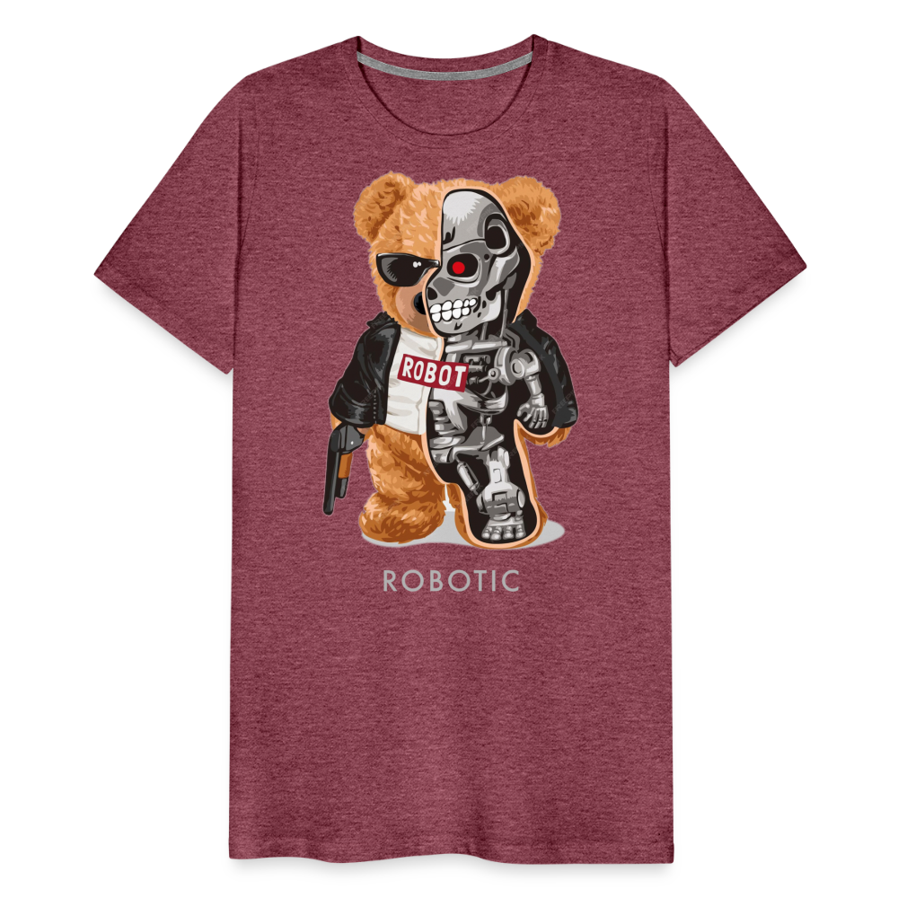 Männer Fashion 3D T-Shirt Rundhals Unisex Sommer Streetwear - Bordeauxrot meliert