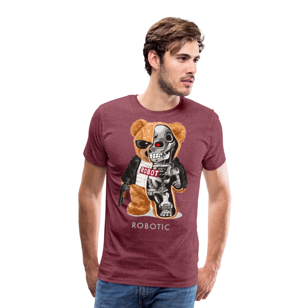 Männer Fashion 3D T-Shirt Rundhals Unisex Sommer Streetwear - Bordeauxrot meliert