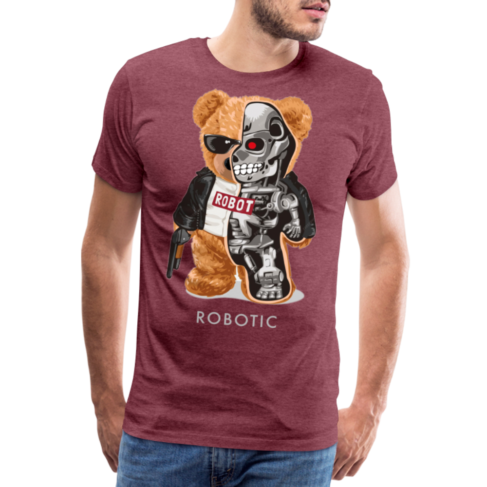Männer Fashion 3D T-Shirt Rundhals Unisex Sommer Streetwear - Bordeauxrot meliert