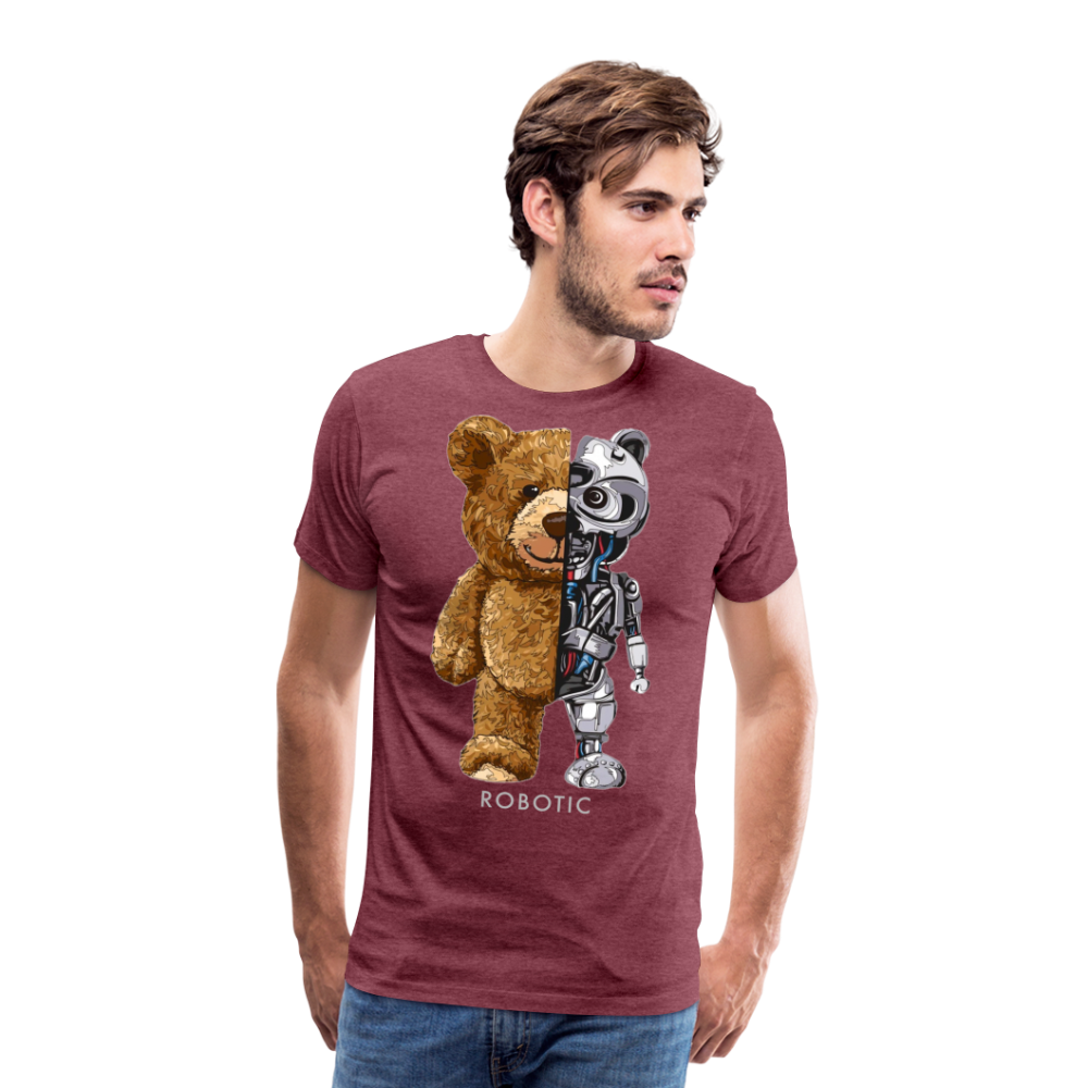 Männer Fashion 3D T-Shirt Rundhals Unisex Sommer Streetwear - Bordeauxrot meliert
