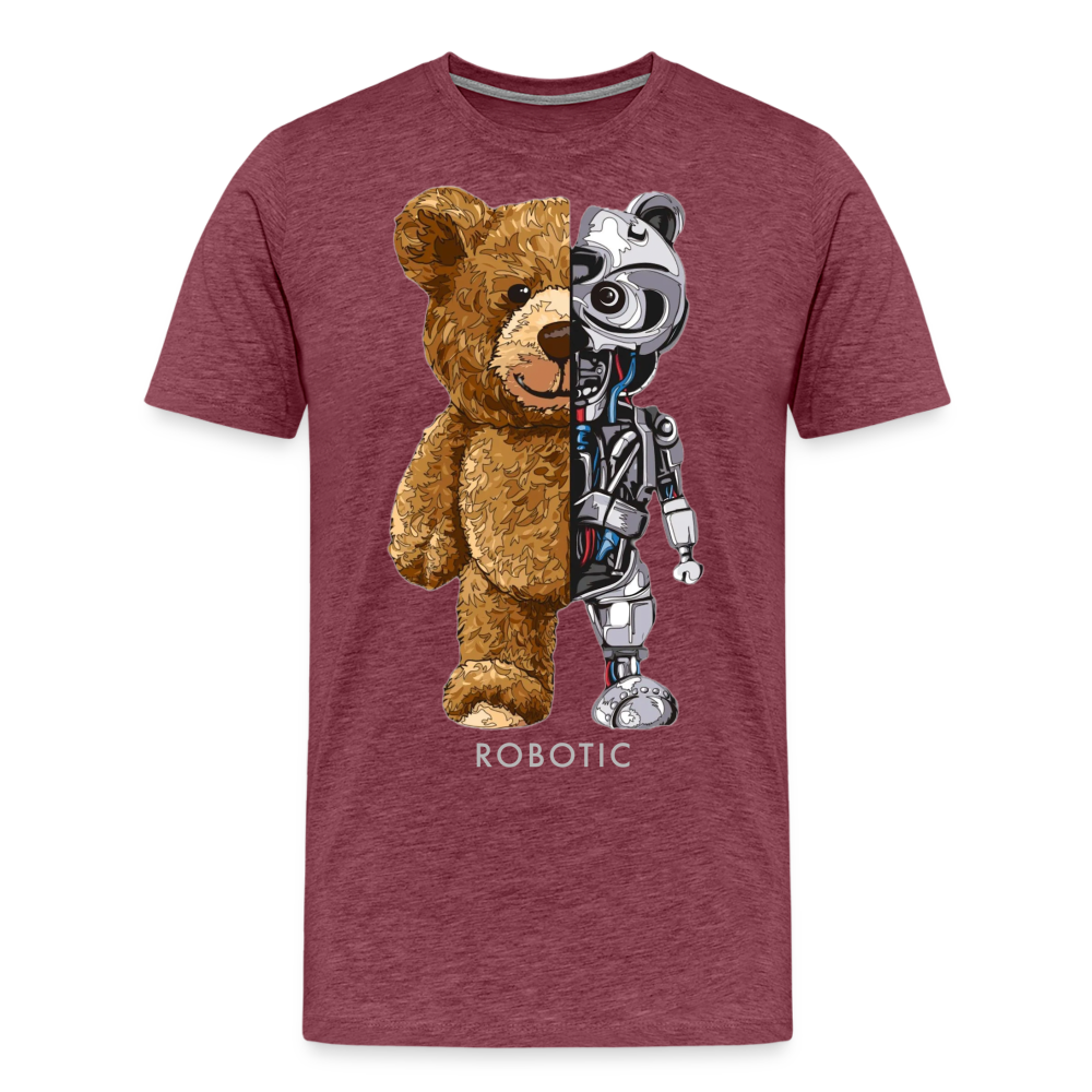 Männer Fashion 3D T-Shirt Rundhals Unisex Sommer Streetwear - Bordeauxrot meliert