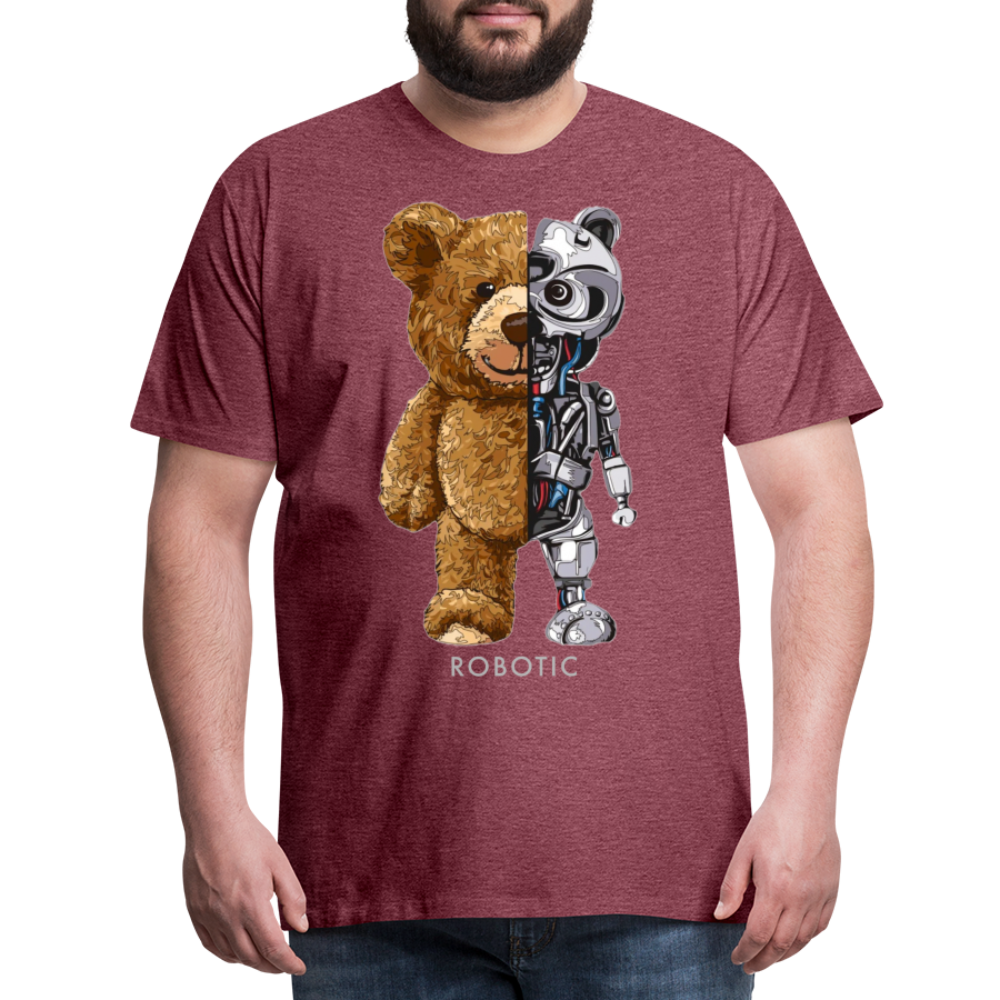 Männer Fashion 3D T-Shirt Rundhals Unisex Sommer Streetwear - Bordeauxrot meliert