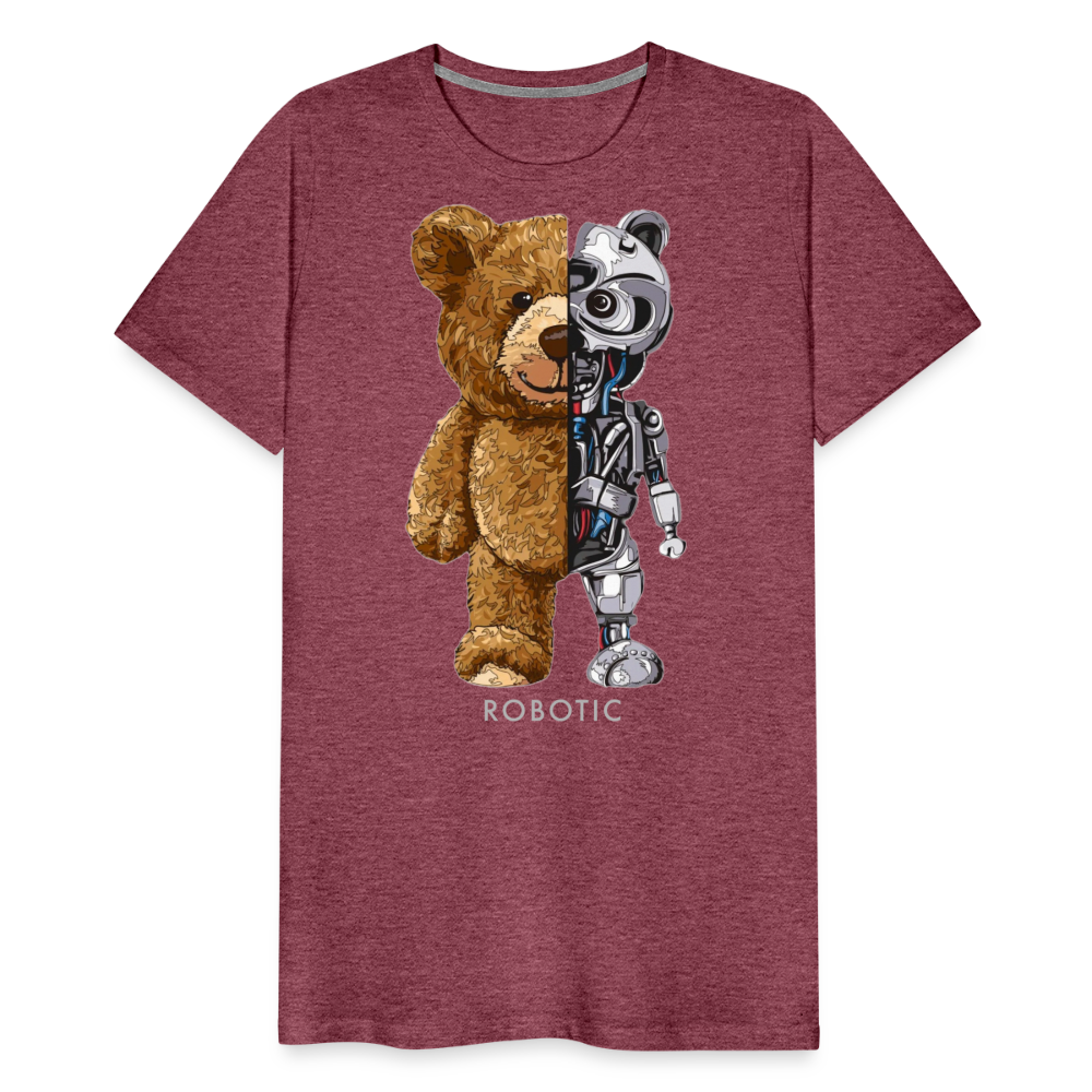 Männer Fashion 3D T-Shirt Rundhals Unisex Sommer Streetwear - Bordeauxrot meliert