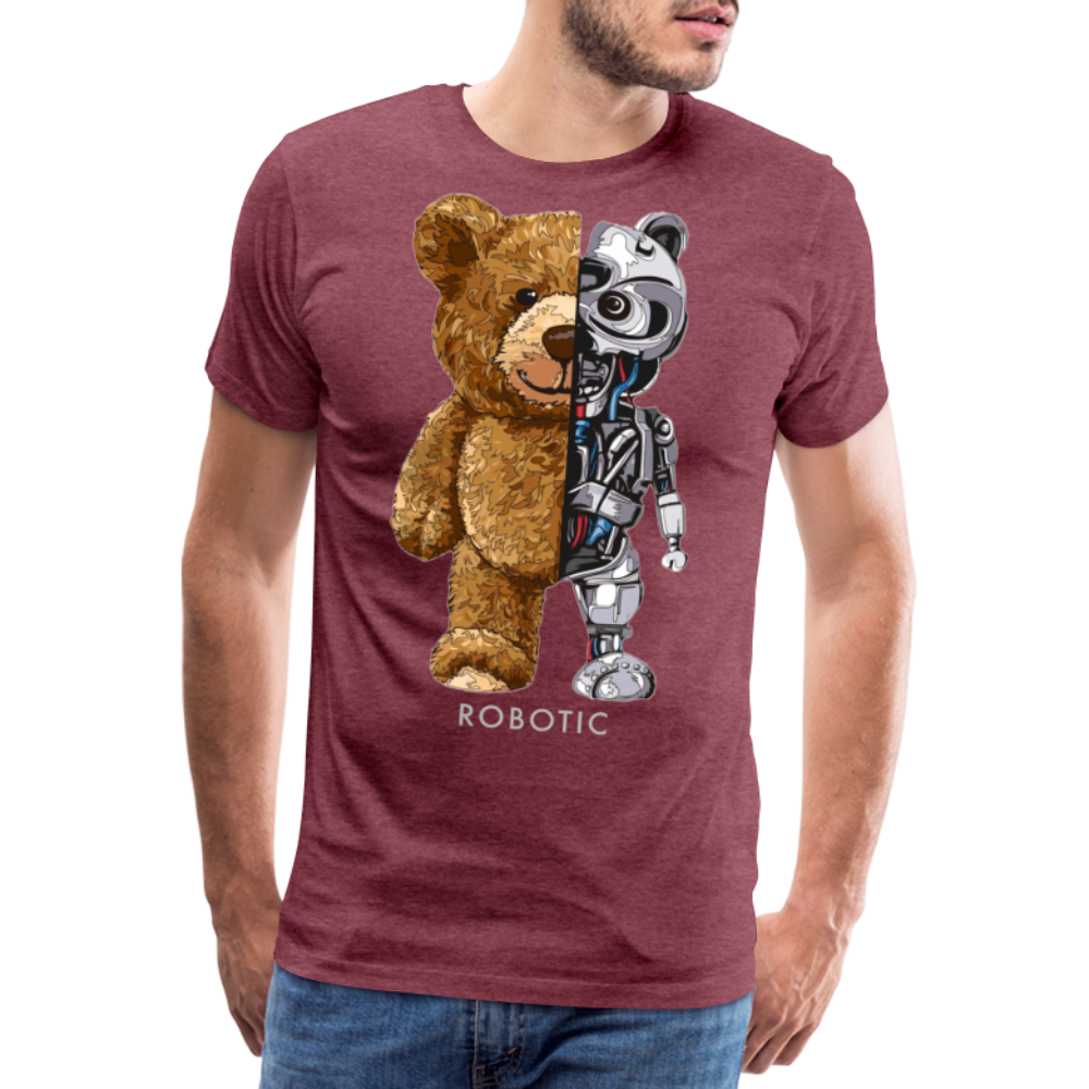 Männer Fashion 3D T-Shirt Rundhals Unisex Sommer Streetwear - Bordeauxrot meliert