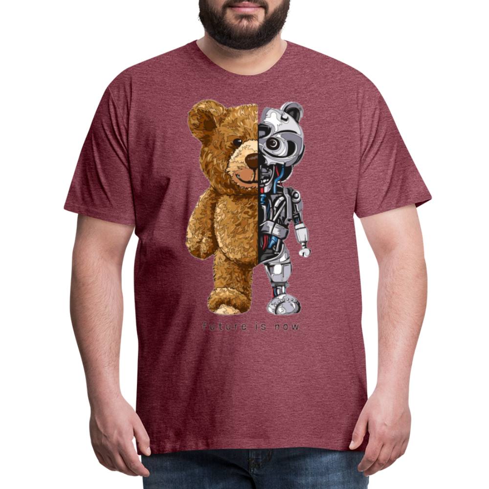 Männer Fashion 3D T-Shirt Rundhals Unisex Sommer Streetwear - Bordeauxrot meliert