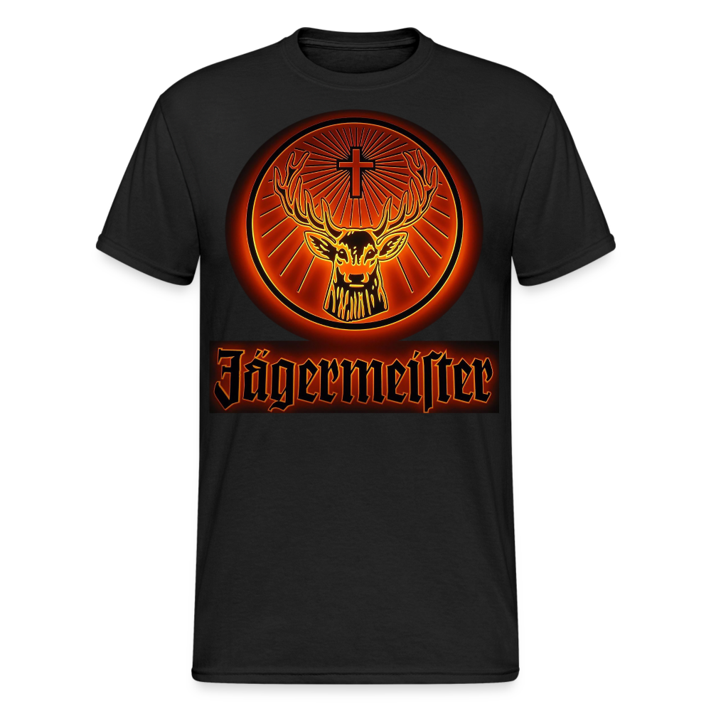 Fashion Herren Jägermeister T-Shirt Rundhals Unisex 100% Baumwolle Streetwear - Schwarz