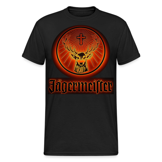 Fashion Herren Jägermeister T-Shirt Rundhals Unisex 100% Baumwolle Streetwear - Schwarz