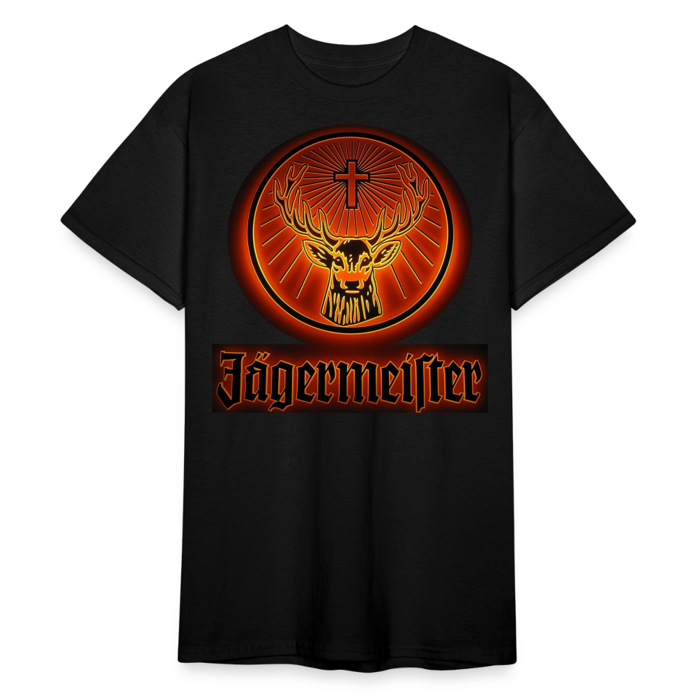 Fashion Herren Jägermeister T-Shirt Rundhals Unisex 100% Baumwolle Streetwear - Schwarz