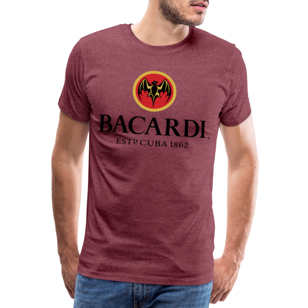 Herren T-Shirt Rundhals Unisex Sommer 100% Baumwolle Streetwear Männer - Bordeauxrot meliert