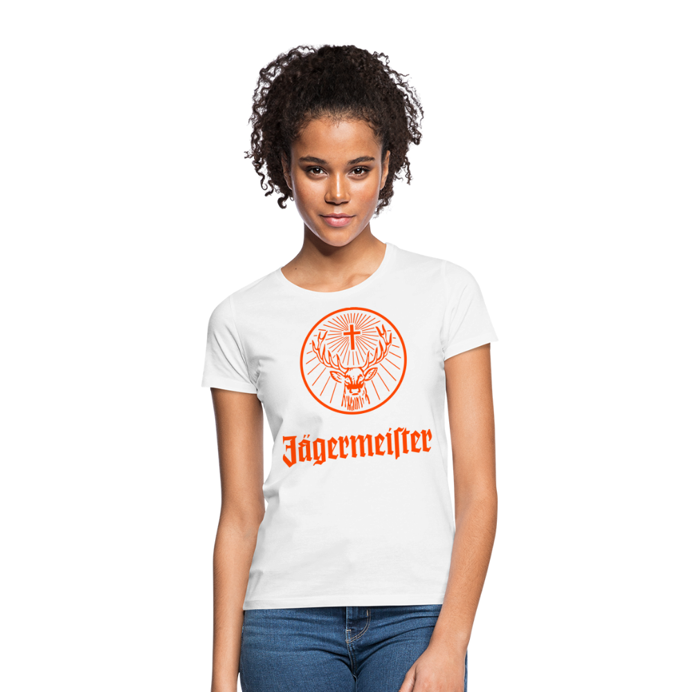 Damen Sommer Top Jägermeister T-Shirt Rundhals Streetwear lockeres Damentop - weiß