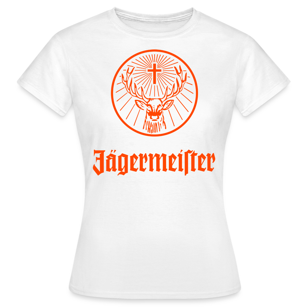 Damen Sommer Top Jägermeister T-Shirt Rundhals Streetwear lockeres Damentop - weiß
