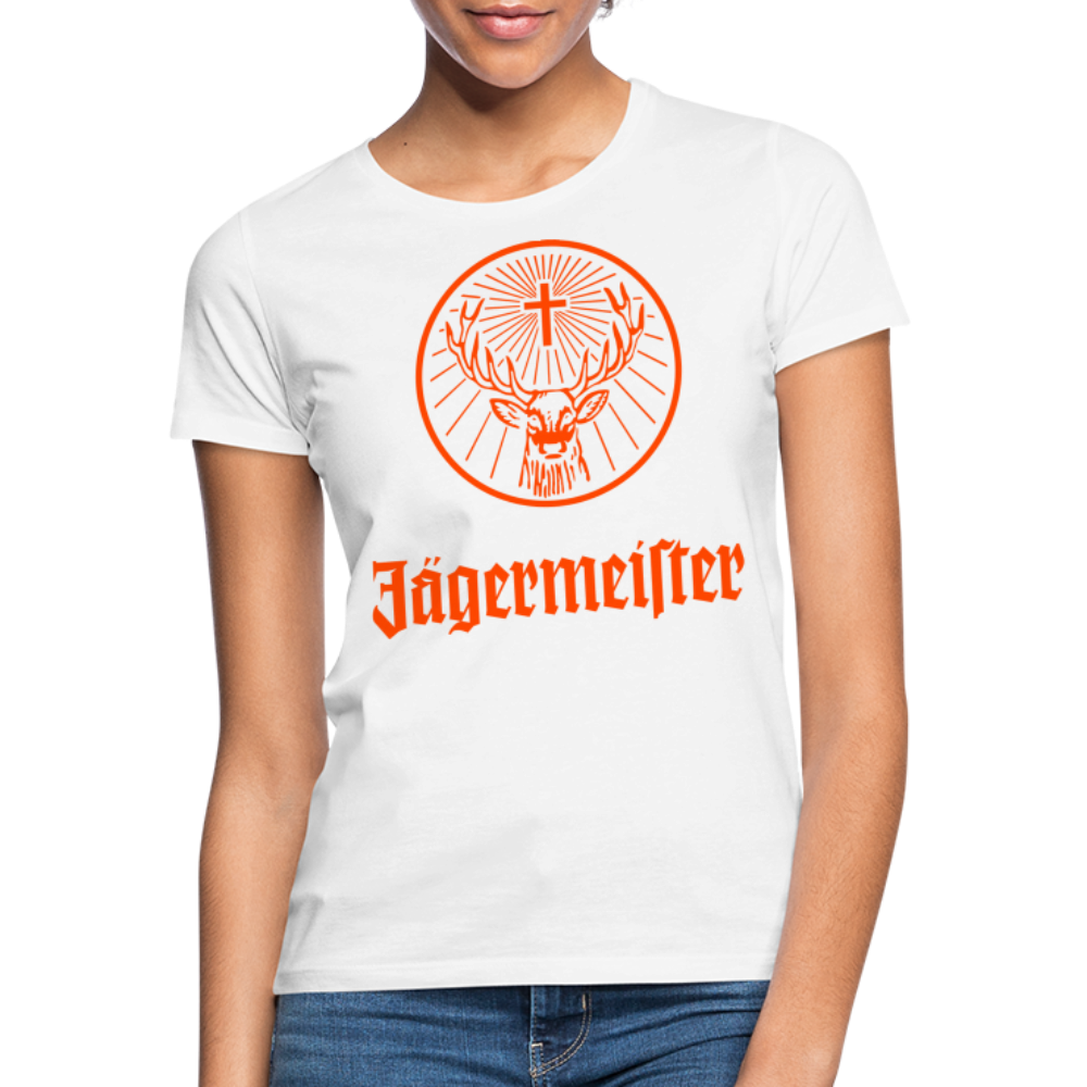 Damen Sommer Top Jägermeister T-Shirt Rundhals Streetwear lockeres Damentop - weiß