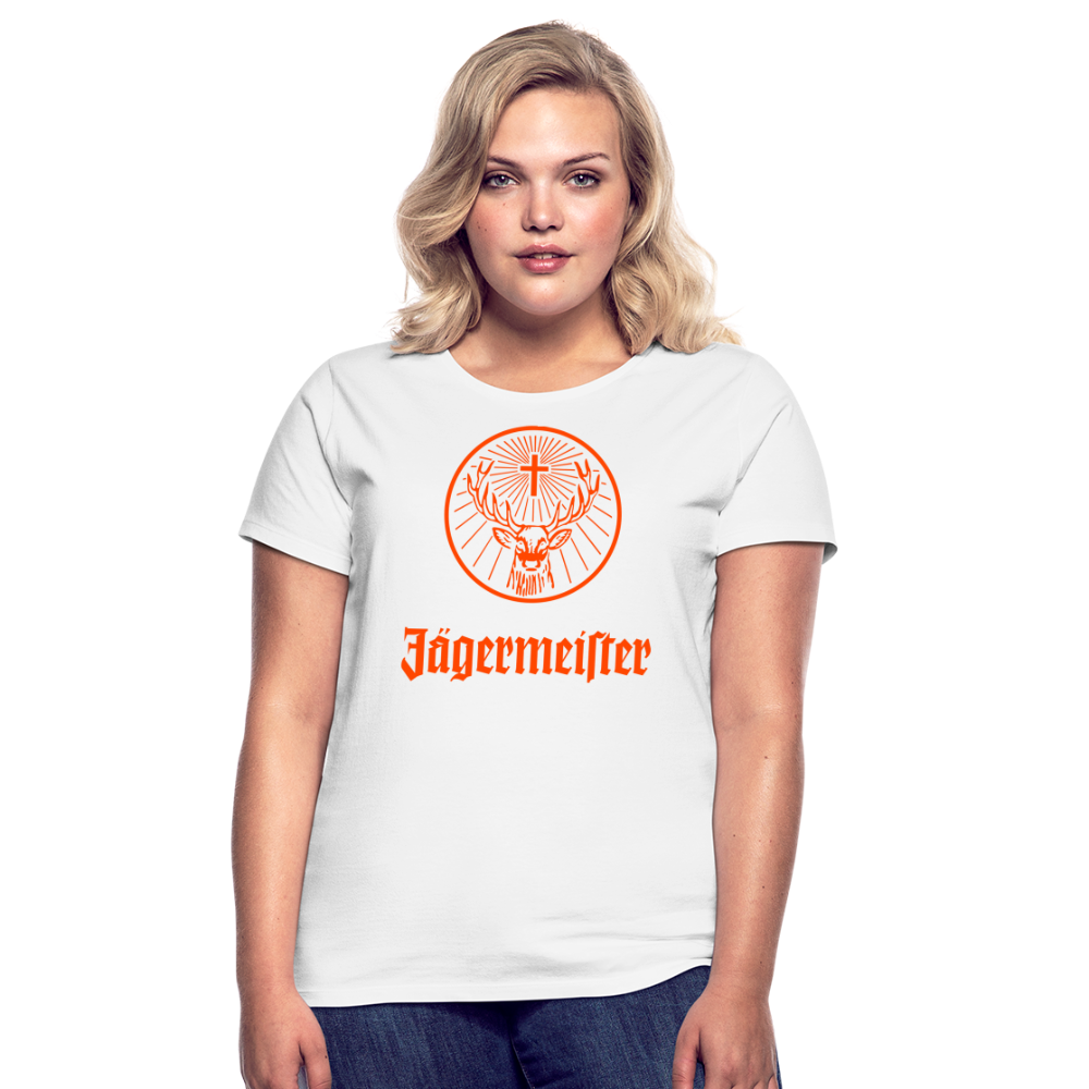 Damen Sommer Top Jägermeister T-Shirt Rundhals Streetwear lockeres Damentop - weiß