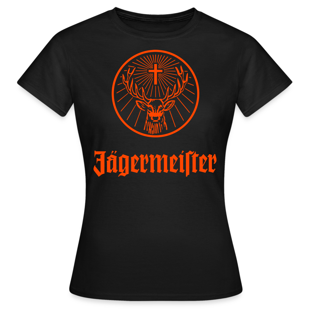 Damen Sommer Top Jägermeister T-Shirt Rundhals Streetwear lockeres Damentop - Schwarz