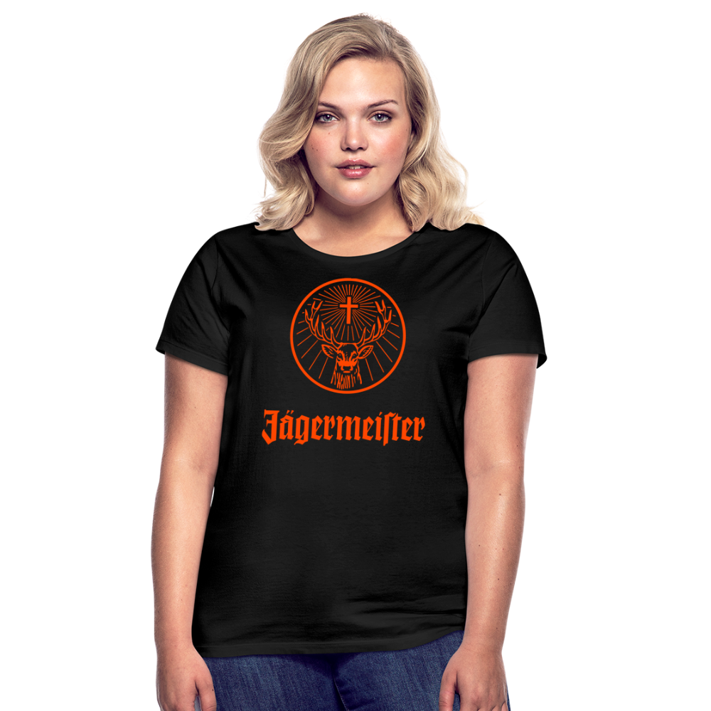 Damen Sommer Top Jägermeister T-Shirt Rundhals Streetwear lockeres Damentop - Schwarz