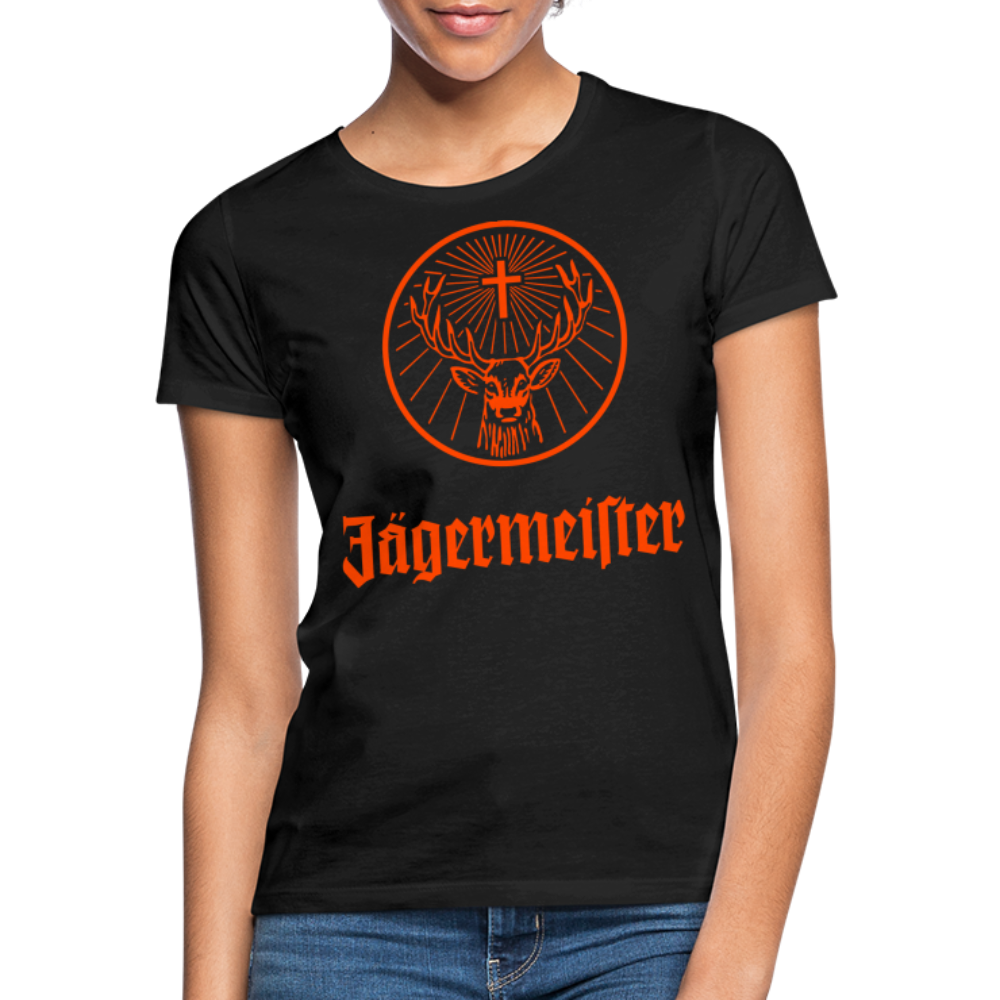 Damen Sommer Top Jägermeister T-Shirt Rundhals Streetwear lockeres Damentop - Schwarz