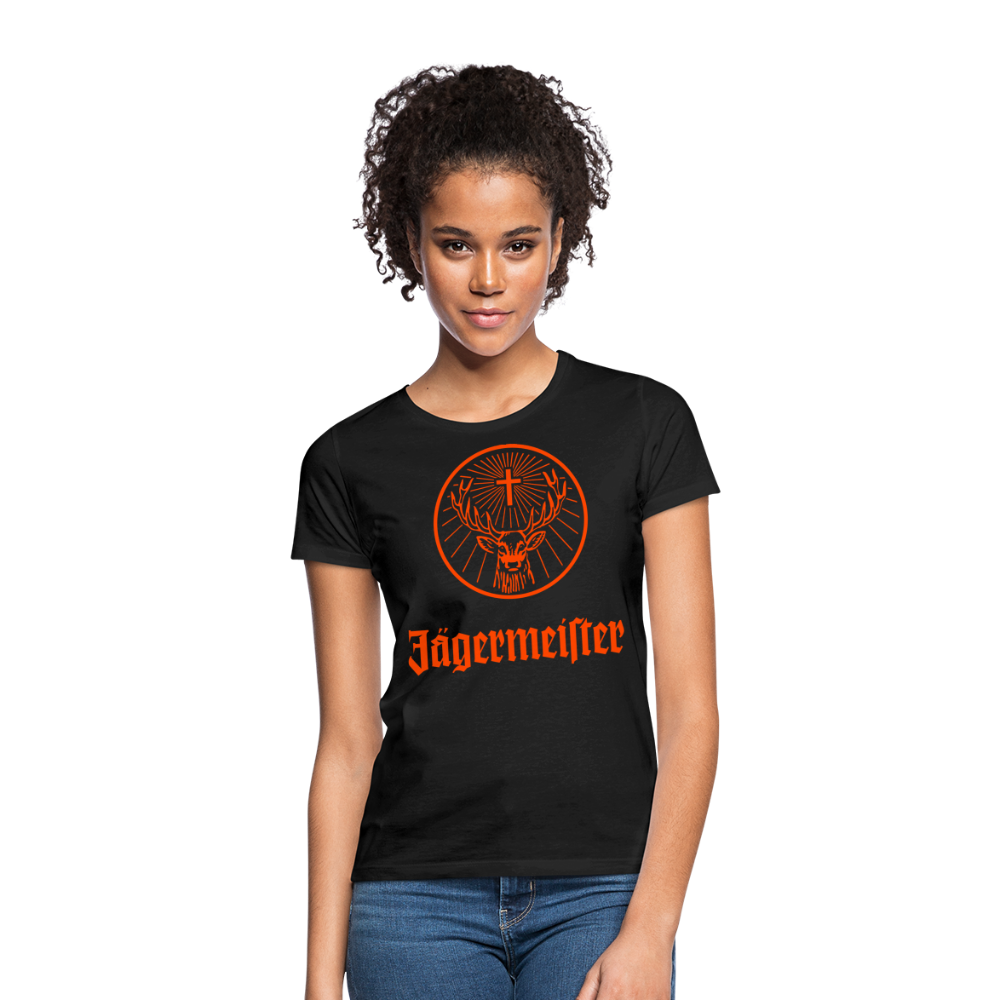 Damen Sommer Top Jägermeister T-Shirt Rundhals Streetwear lockeres Damentop - Schwarz