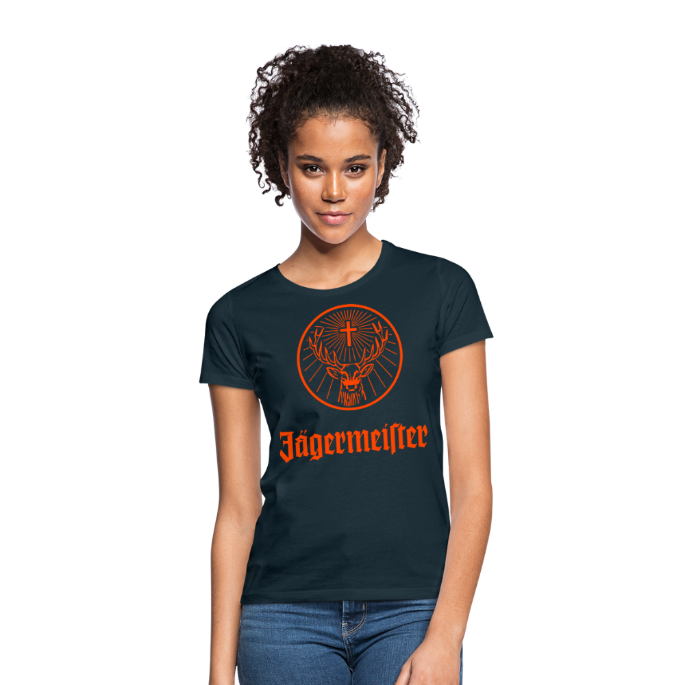Damen Sommer Top Jägermeister T-Shirt Rundhals Streetwear lockeres Damentop - Navy