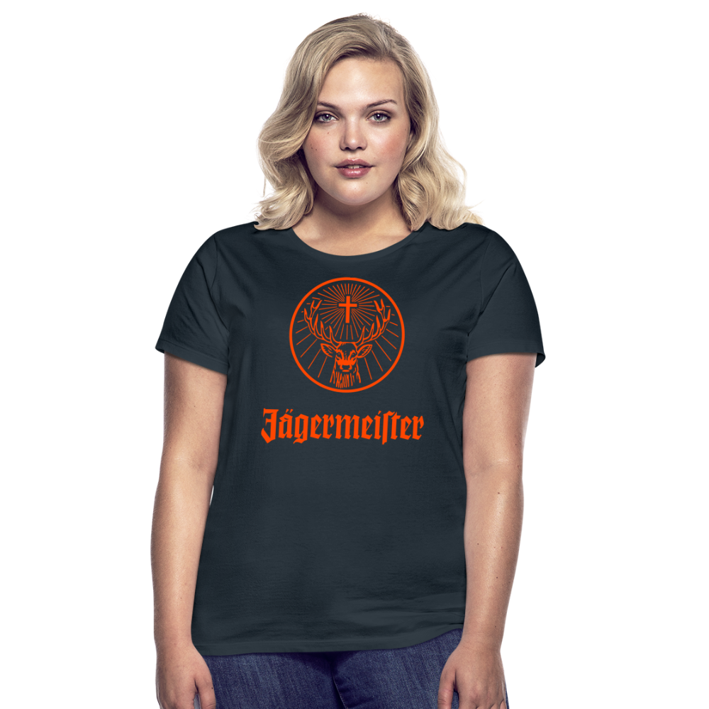 Damen Sommer Top Jägermeister T-Shirt Rundhals Streetwear lockeres Damentop - Navy