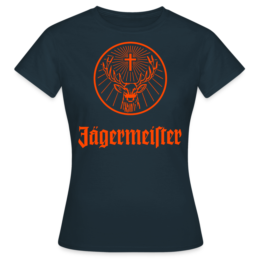 Damen Sommer Top Jägermeister T-Shirt Rundhals Streetwear lockeres Damentop - Navy