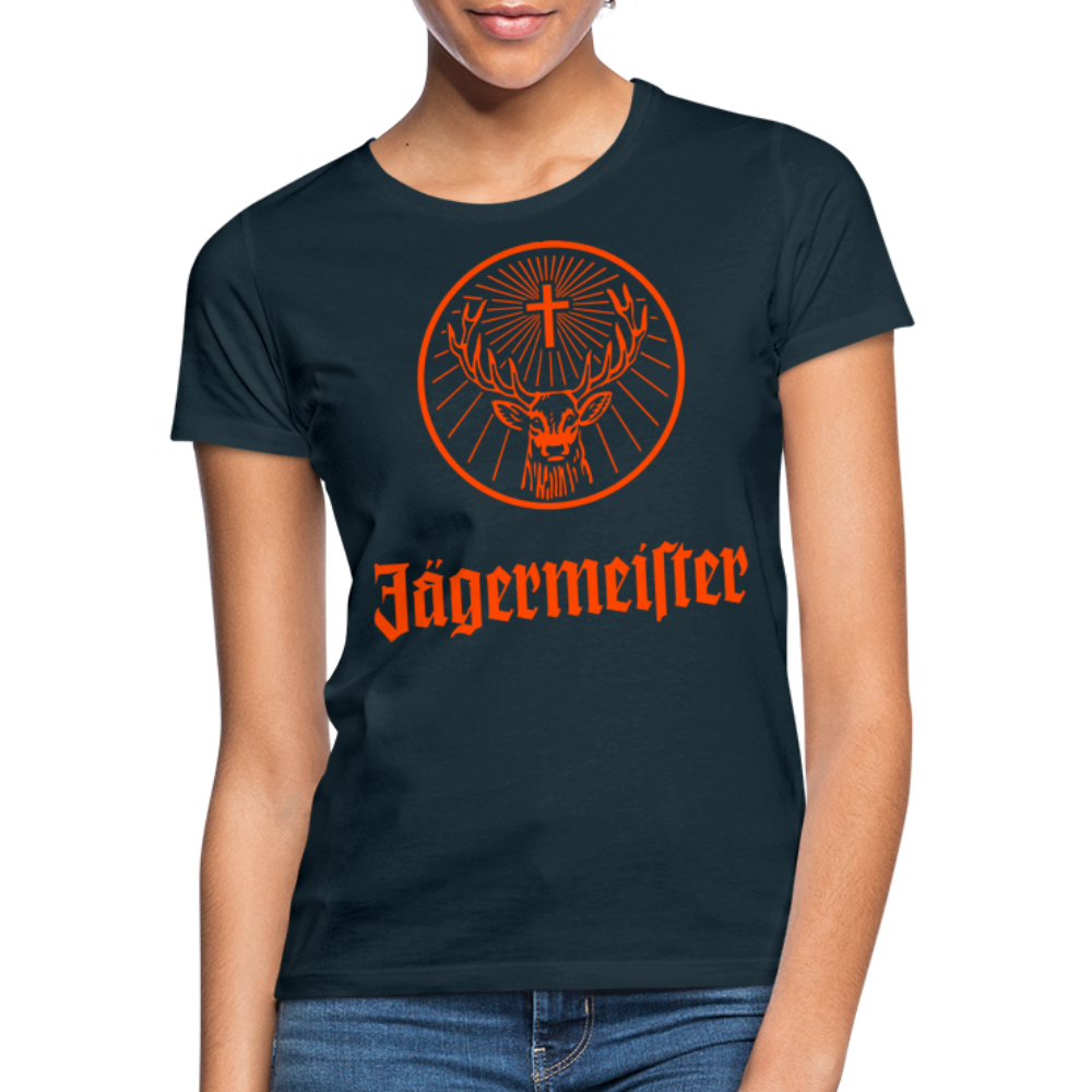 Damen Sommer Top Jägermeister T-Shirt Rundhals Streetwear lockeres Damentop - Navy