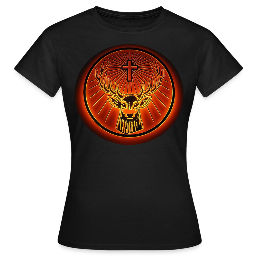Damen Sommer Top Jägermeister T-Shirt Rundhals Streetwear lockeres Damentop - Schwarz