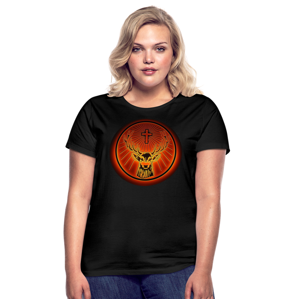 Damen Sommer Top Jägermeister T-Shirt Rundhals Streetwear lockeres Damentop - Schwarz