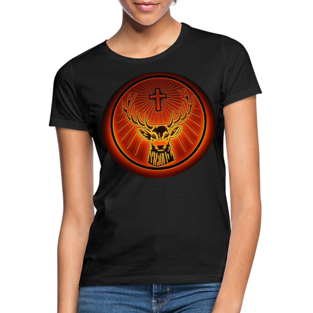 Damen Sommer Top Jägermeister T-Shirt Rundhals Streetwear lockeres Damentop - Schwarz