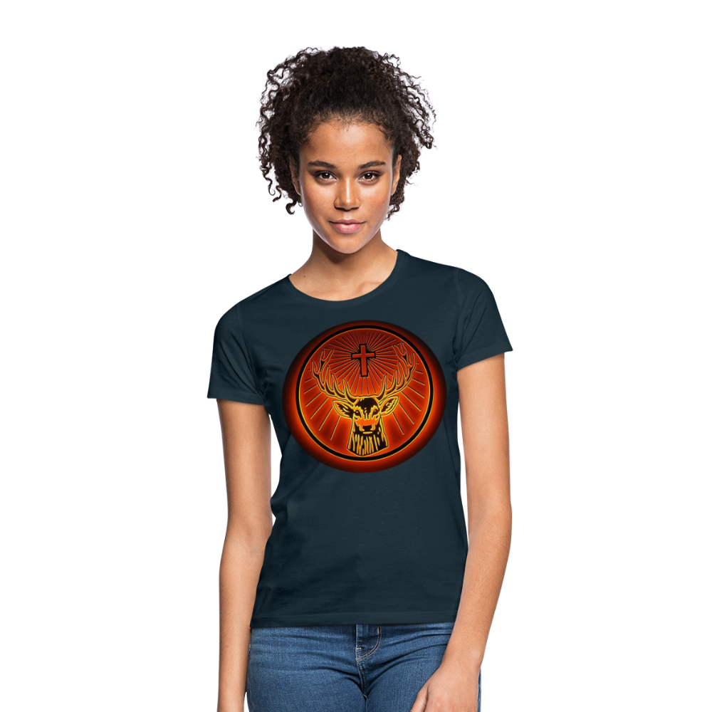 Damen Sommer Top Jägermeister T-Shirt Rundhals Streetwear lockeres Damentop - Navy