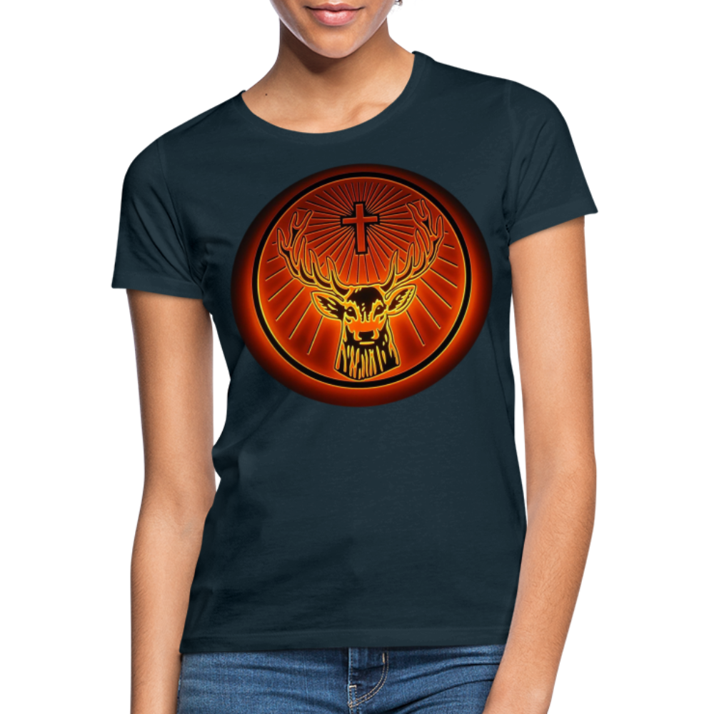 Damen Sommer Top Jägermeister T-Shirt Rundhals Streetwear lockeres Damentop - Navy