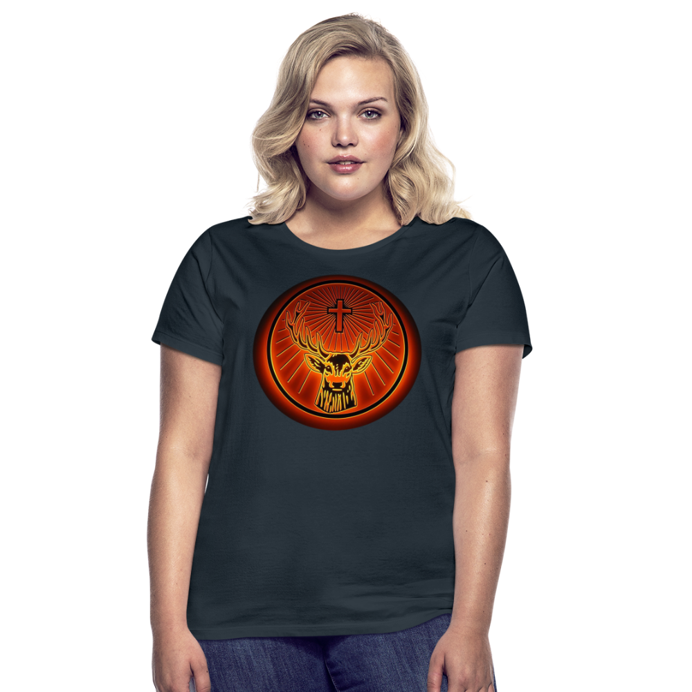 Damen Sommer Top Jägermeister T-Shirt Rundhals Streetwear lockeres Damentop - Navy